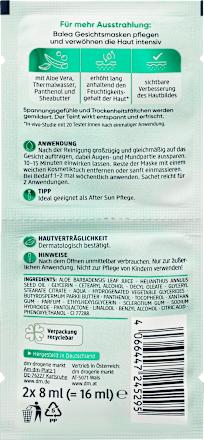 Gesichtsmaske Aloe Vera (2x8 ml), 16 ml