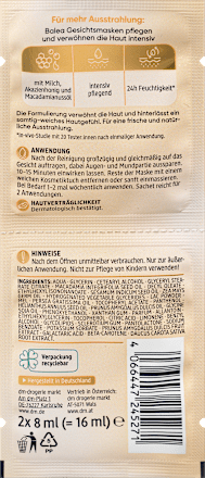 Gesichtsmaske Milch & Honig, 16 ml