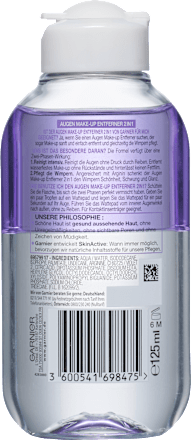 GARNIER SKIN NATURALS Augen Make-up Entferner 2in1, Waterproof, 125 ml