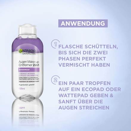 GARNIER SKIN NATURALS Augen Make-up Entferner 2in1, Waterproof, 125 ml