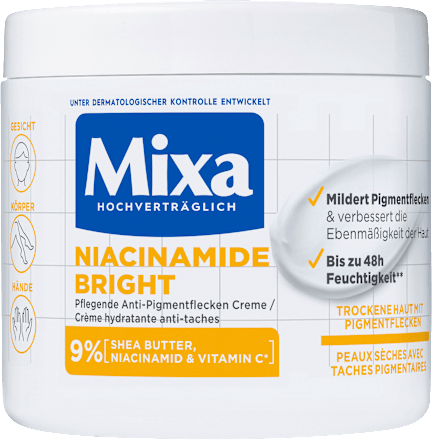 Mixa Pflegecreme Niacinamide Bright, 400 ml